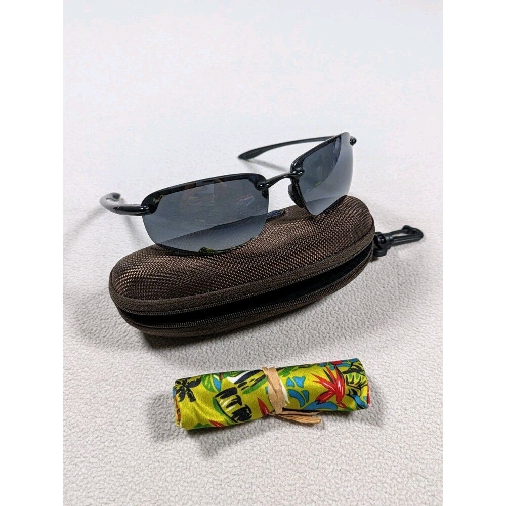 Maui Jim Ho'okipa MJ 407-02 Black Wrap Sunglasses 64-15-130 Missing Nose Piece